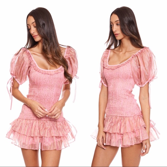 LoveShackFancy Violet Mini Dress in Gilded Pink - Picture 9 of 10